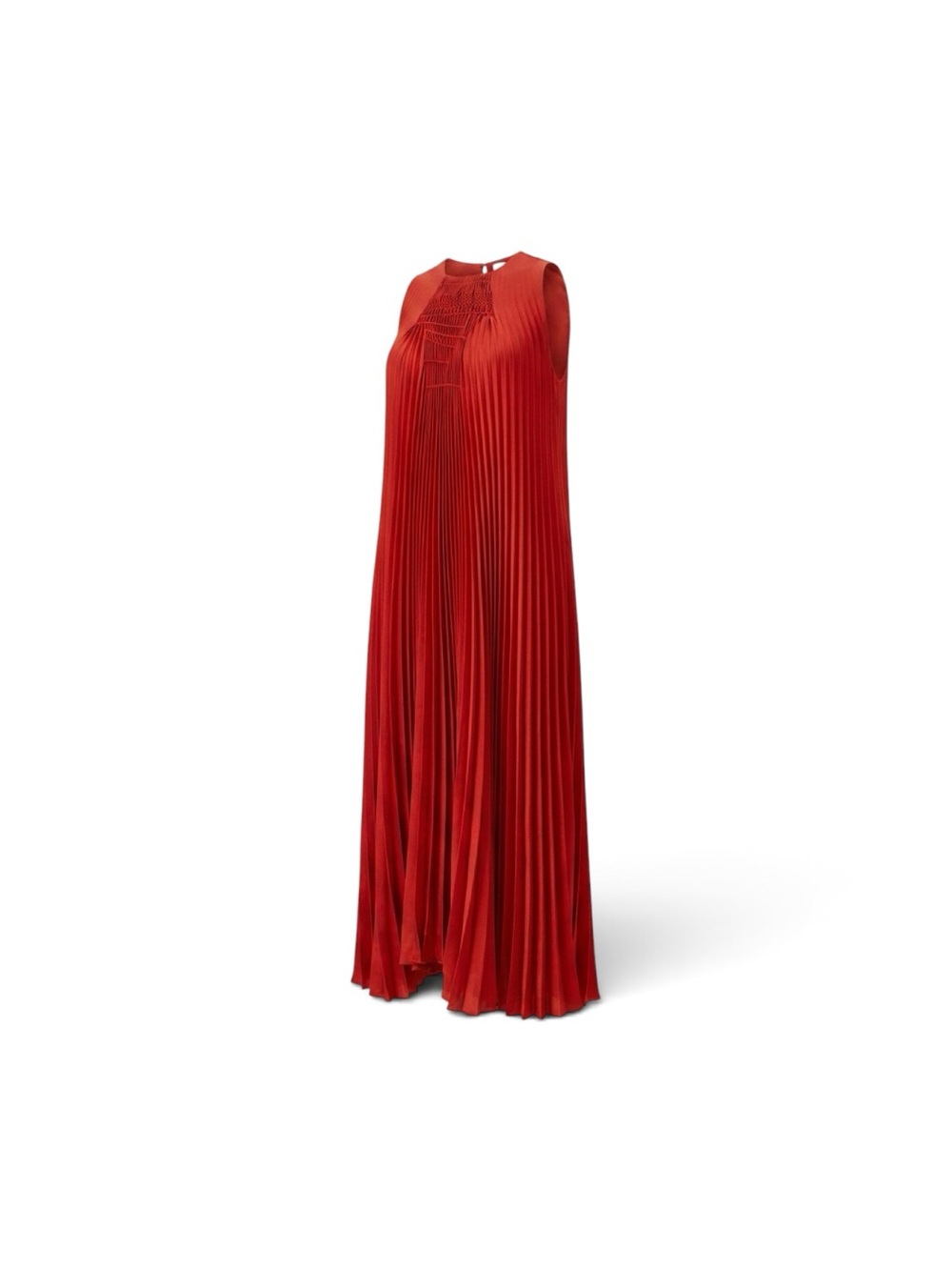 Vince Brick Red Pleated Sleeveless Maxi Dress
